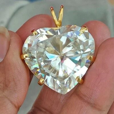 РЕДКИЙ сертифицированный белый обработанный кулон-солитер с бриллиантом 20 карат из серебра 925 пробы - Изображение 1 из 4