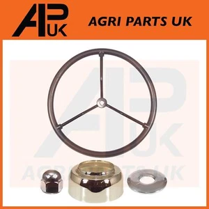 Keyed Steering Wheel, Chrome Collar Cover, Nut & Washer for Ferguson Tractor - Picture 1 of 6