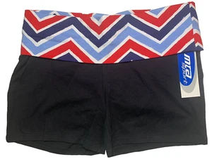 Mta Sport Women Yoga Shorts Black Red Chevron Size Medium 4th Of July Brand New - Picture 1 of 2