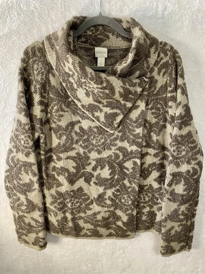 Chaqueta Suéter Jacquard Cuello Capucha Chicos Para Mujer, Talla 2 (L/14), ¡Suave y Brillante! Foto 1 de 4