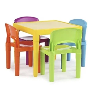 Humble Crew Kids Plastic 4 Set, mesa amarilla/sillas vibrantes ''NEW'' - Picture 1 of 8