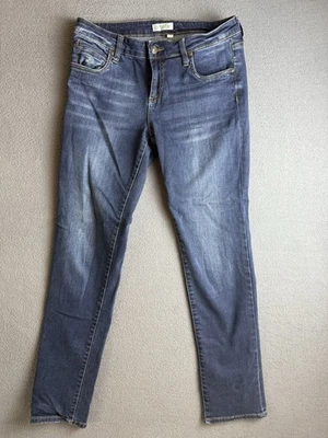 Orvis 紧身牛仔裤女式 4 码蓝色牛仔深水洗弹力口袋 — 第 1/4 张图片