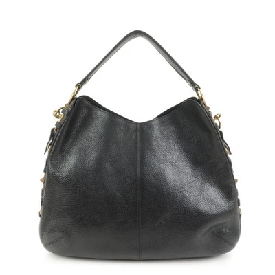 Ferragamo Gancini Calf Leather Shoulder Bag Hand Bag Black Authentic Used F/S - Image 1 of 4