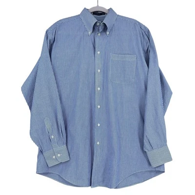 Nautica Mens Striped Button Down Shirt Dress Shirt Blue White 16 1/2 34/35 - Image 1 of 4