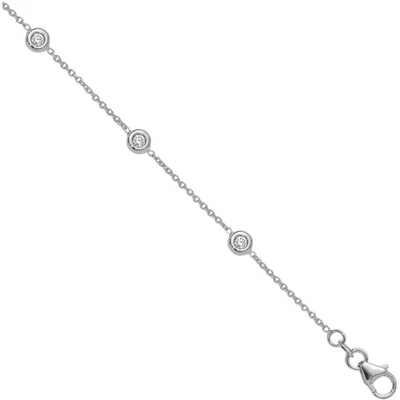 Brazalete de tenis redondo de diamantes de oro blanco macizo de 14K Foto 1 de 4