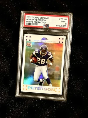 2007 Topps Chrome Tc181 Adrian Peterson White Refractor RC  #342/869 PSA MINT 9 - Image 1 of 2