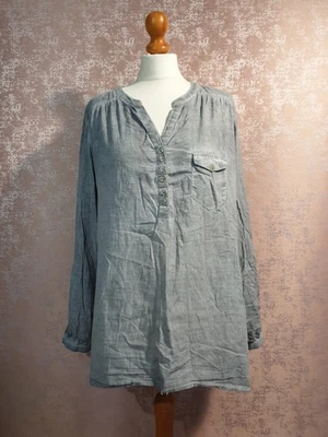Next size 12 grey 100% cotton thin lightweight roll tab sleeve shirt - Image 1 of 4