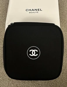 Rare Chanel Vip Gift Beaute Large Black Cotton Makeup Bag Case with Mirror - Picture 1 of 5