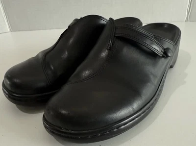 Clarks Black Leather Upper Mule Slides 71415 Women’s Black Clogs Size 8.5 M - Image 1 of 4