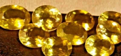 Wholesale Lot 50+  Cts  9PCS NATURAL UNTREATED OVAL CUT YELLOW LEMON QUARTZ GEMS - Image 1 of 3