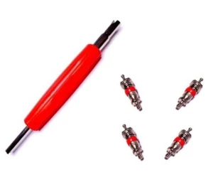 Ventilschrauber + 4x Ventileinsätze Ventilausdreher für Auto Gummiventile - 2+1 - Bild 1 von 4