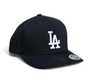 Sombrero Yupoong 3D LA BLANCO Bordado NEGRO Y NEGRO SEMICURVADO Bill Snapback NUEVO - Imagen 1 de 15