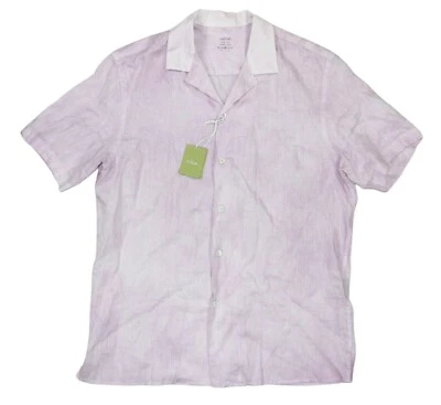 Altea 100% Linen Short Sleeve Washed Button Down Men's Shirt XL NWT Purple - Image 1 of 2