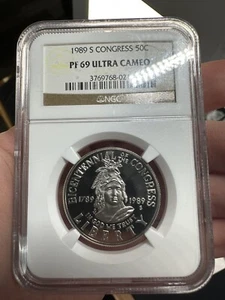 1989-S Congress 50C NGC PF 69 Ultra Cameo Modern Commemorative Half Dollar - Picture 1 of 4