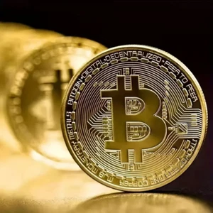 Own 2x Gleaming Gold Bitcoin Coins! Collectible Metal Commemoratives (40mm) - Picture 1 of 8