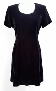 Vintage Liz Claiborne Collection Dress Womens S Black Velvet Goth 90s Whimsygoth - Picture 1 of 15