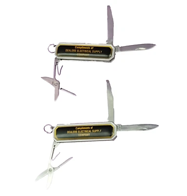 Vintage Advertising Pocket Knife Keychains Dealers Electrical Supply SET OF 2 - Image 1 of 4
