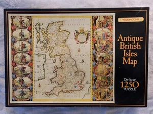 Waddingtons Antique British Isles Map 1250 Pce Jigsaw Puzzle 100% Complete 1990 - Picture 1 of 4