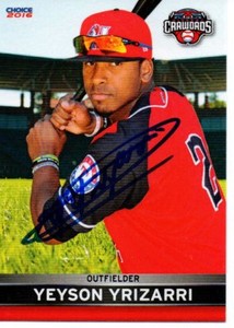 Yeyson Yrizarri 2016 Hickory Crawdads Signed Card