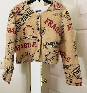 Chaqueta de granito vintage bolsa de yute bolsa de arroz arpillera tostada marca de 1980 100 % algodón - Imagen 1 de 5