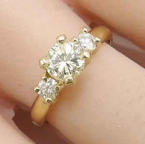 14K Yellow Gold Round Cut Diamond Engagement Ring Size 6 LNG2 - Picture 1 of 7