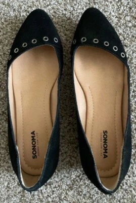 Sonoma Goods For Life, Mocasín de Gamuza Negro, Tacón Bajo, Mujer Talla 7.5 Foto 1 de 4
