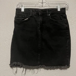 Nasty Gal Collection Women's Size 4 Black Denim Skirt Raw Hem Jean Skirt 90's - Picture 1 of 6