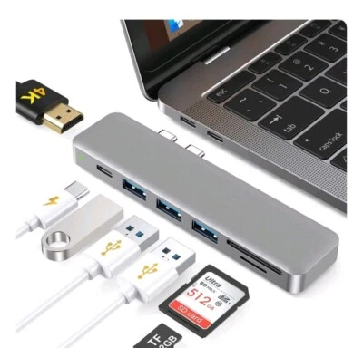 Hub multiporta Dodocool liga de alumínio 7 em 1 com conectores USB-C duplos 4K DC53GY1 - Imagem 1 de 4