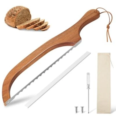 15.7 in Serrated Bread Slicer, Sourdough Bread Knife, Stainless Steel Bow Knife - Image 1 of 4