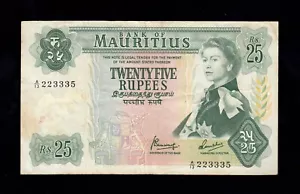 F.C. MAURICIO MAURITIUS , 25 RUPIAS 1967 , B/C+ ( FINE+ ) , MANCHADO , P.32b . - Imagen 1 de 2