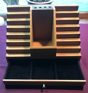 Juego de escritorio bolígrafo blanqueador para tarjetas de cuero Levenger raro - Imagen 1 de 1