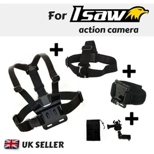 Set of 3 Chest Head Wrist Strap for Isaw Edge Advance Air A3 Extreme Action Cams - Picture 1 of 5