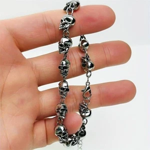 Men's Women's Biker Punk Gothic Rock Skull Bracelet Retro Hip Hop Jewellery Gift - Picture 1 of 8