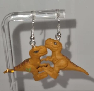 Coppia di orecchini Robo Alive T-Rex fatti a mano 5 cm divertenti festa luce - Foto 1 di 8