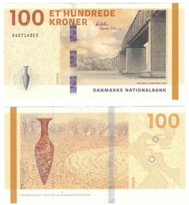 2024 / 2020 Denmark 100 Kroner UNC Banknote P71 New - Signature #2 - Picture 1 of 1