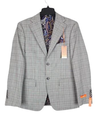 Traje Chaqueta Tallia Para Hombre Calce Ajustado Elastizado Mezcla Lana Crema/Marrón Cuadros 40L Nuevo con Etiquetas Foto 1 de 4