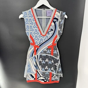 Abito Herve Leger XS kimono passerella bodycon vestito manica corta volant - Foto 1 di 7