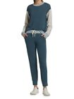 Monrow Women Colorblock Relaxed Sweater / Pants Set Long Sleeve Blue Sz Xs New