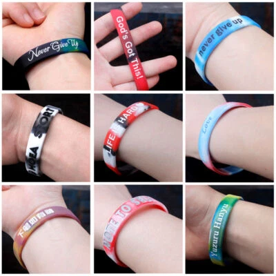 50 Pack Custom Engraved Silicone Wristbands Personalized Rubber Bracelets Gifts - Image 1 of 4
