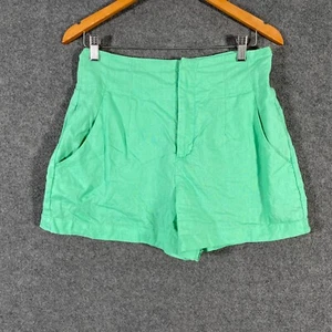 Seed Heritage Shorts Womens 10 Green Linen Relax Wide Leg High Rise Coastal 10T - Picture 1 of 12