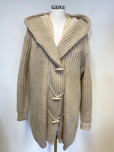 MAISON MARGIELA MAISON MARTIN MARGIELA CAPPOTTO BEIGE MAGLIA GROSSA CON CAPPUCCIO MISTO ALPACA TAGLIA M