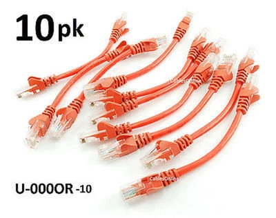 10-PACK Intellinet 6inch CAT5e UTP Ethernet RJ45 Full 8-Wire Patch Cable, Orange - Image 1 of 2