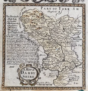 Antike Landkarte von 1720, Derbyshire. Owen & Bowen - Bild 1 von 2