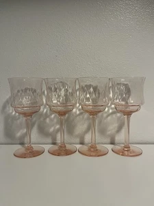 Lot Of 4 Vintage Pink Depression Glass Wine Glasses 5” Inches - Picture 1 of 10