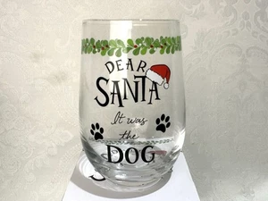 Copa de vino sin tallo Navidad Querido Santa Era el perro fiesta regalo - Imagen 1 de 6