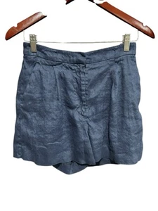 Antonio Melani Womens Shorts Linen Rayon Navy Blue Pleated Size 4 Beach Summer - Picture 1 of 7