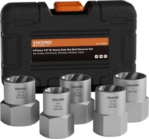 5-Piece Heavy Duty Bolt Extractor Set, 1/2" Drive Impact Lug Nut Remover Tool, - Bild 1 von 6
