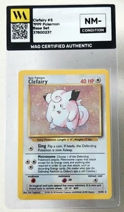 Clefairy 5/102 Carta Pokemon TCG Set Base Unlimited Holo WAG Certificato Nm  - Foto 1 di 2