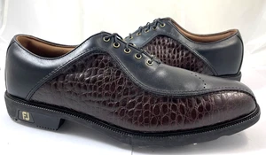 Footjoy Men's Size 15 Icon Croc Leather Golf Shoes Shoes Black 52161 Reg $219 - Picture 1 of 6