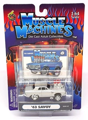 Muscle Machines 1/64 Scale 71151 GS02-07 - 1963 Plymouth Savoy - Silver - Image 1 of 4